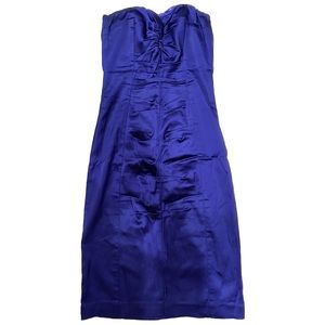 Vintage Cache Purple Ruched Sweetheart Neck Pencil Mini Cocktail Dress Sz 4